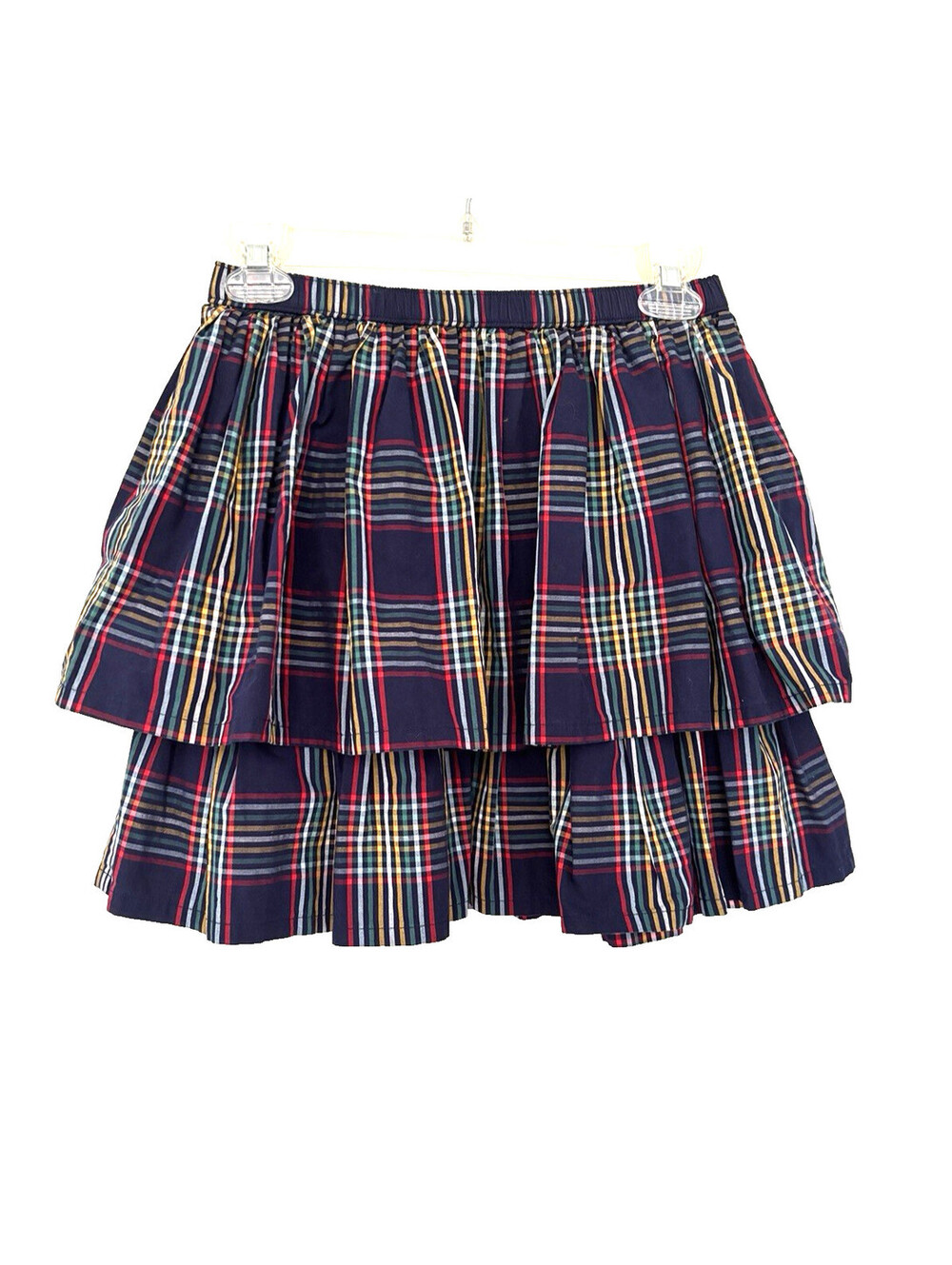 Hanna Andersson Girls Sunny Plaid Ruffle Skirt - Blue and Red - US12 150cm
